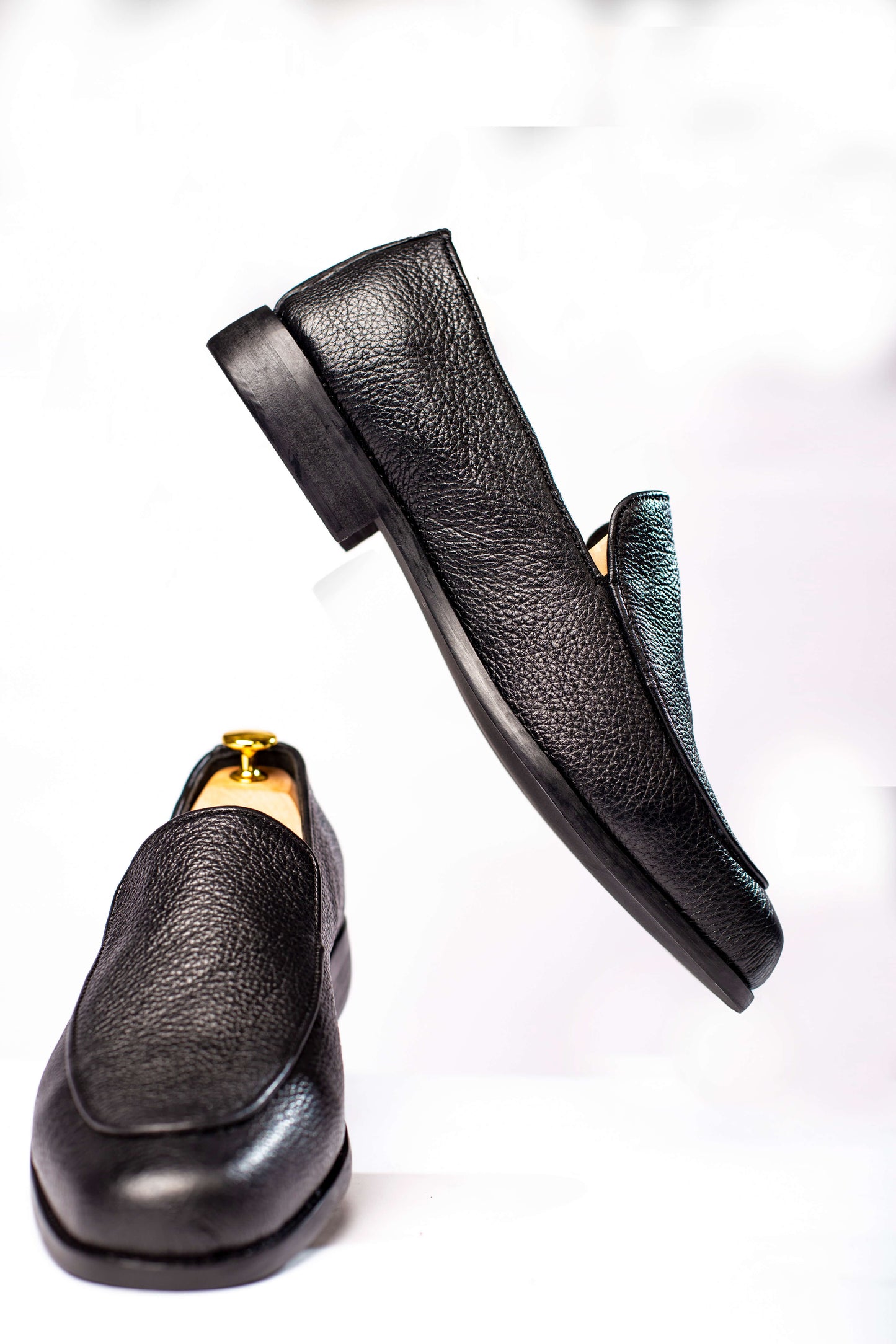 Black leather loafers in Nigeria