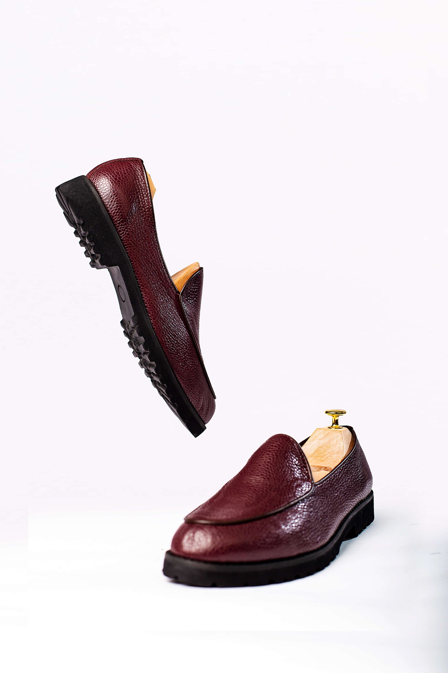 Burgundy leather loafers in Nigeria