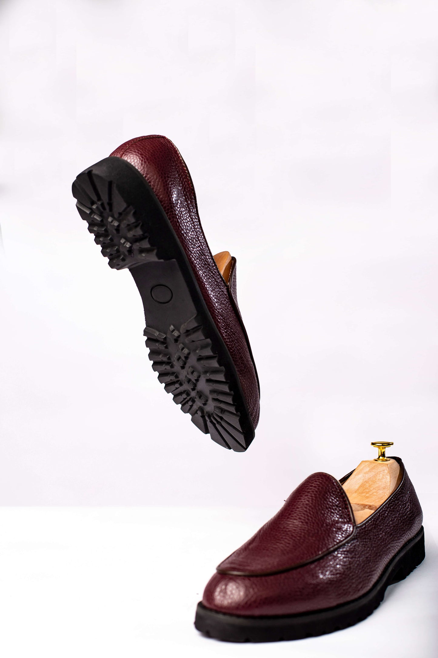 Burgundy leather loafers in Nigeria