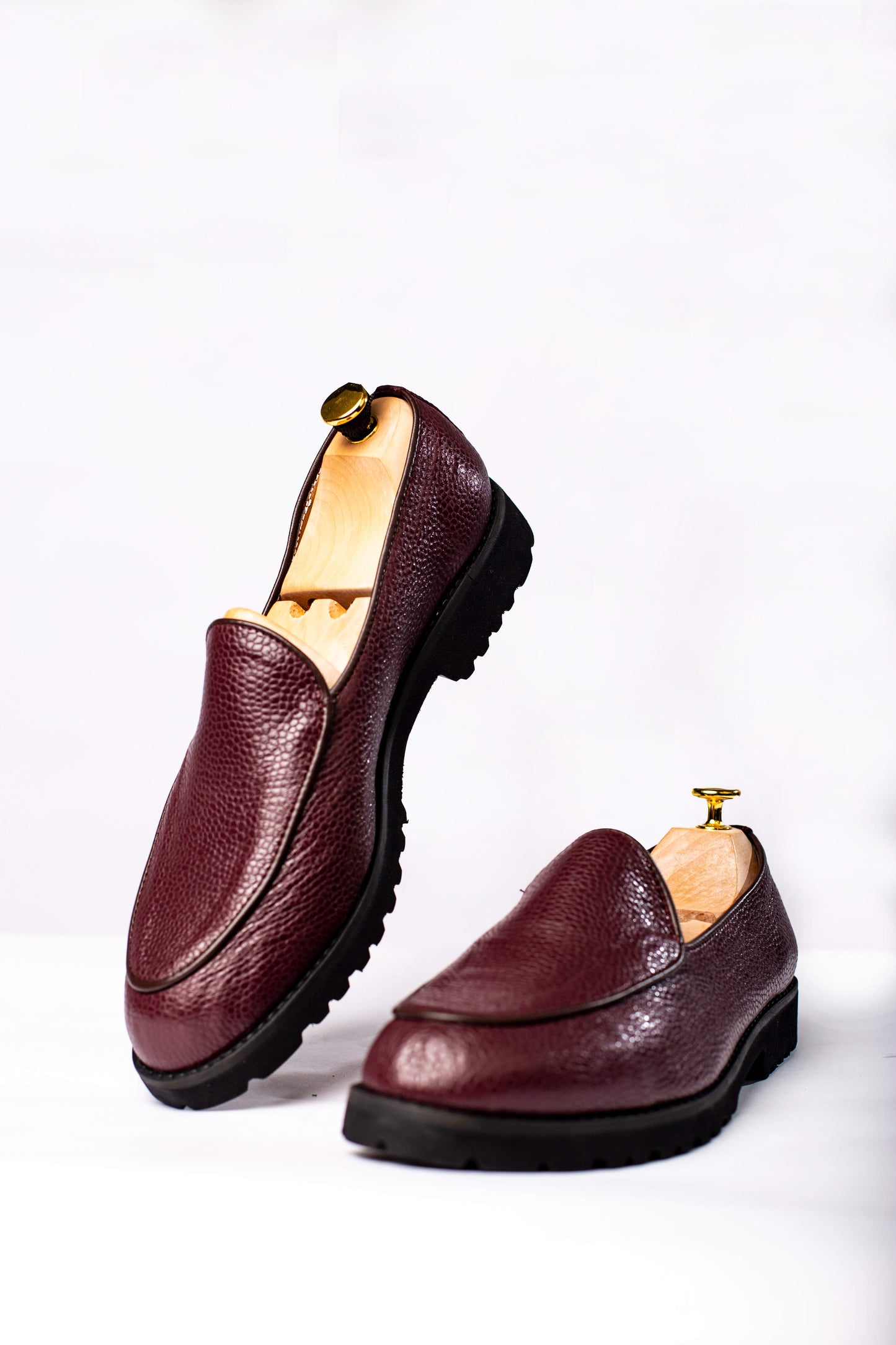 Burgundy leather loafers in Nigeria