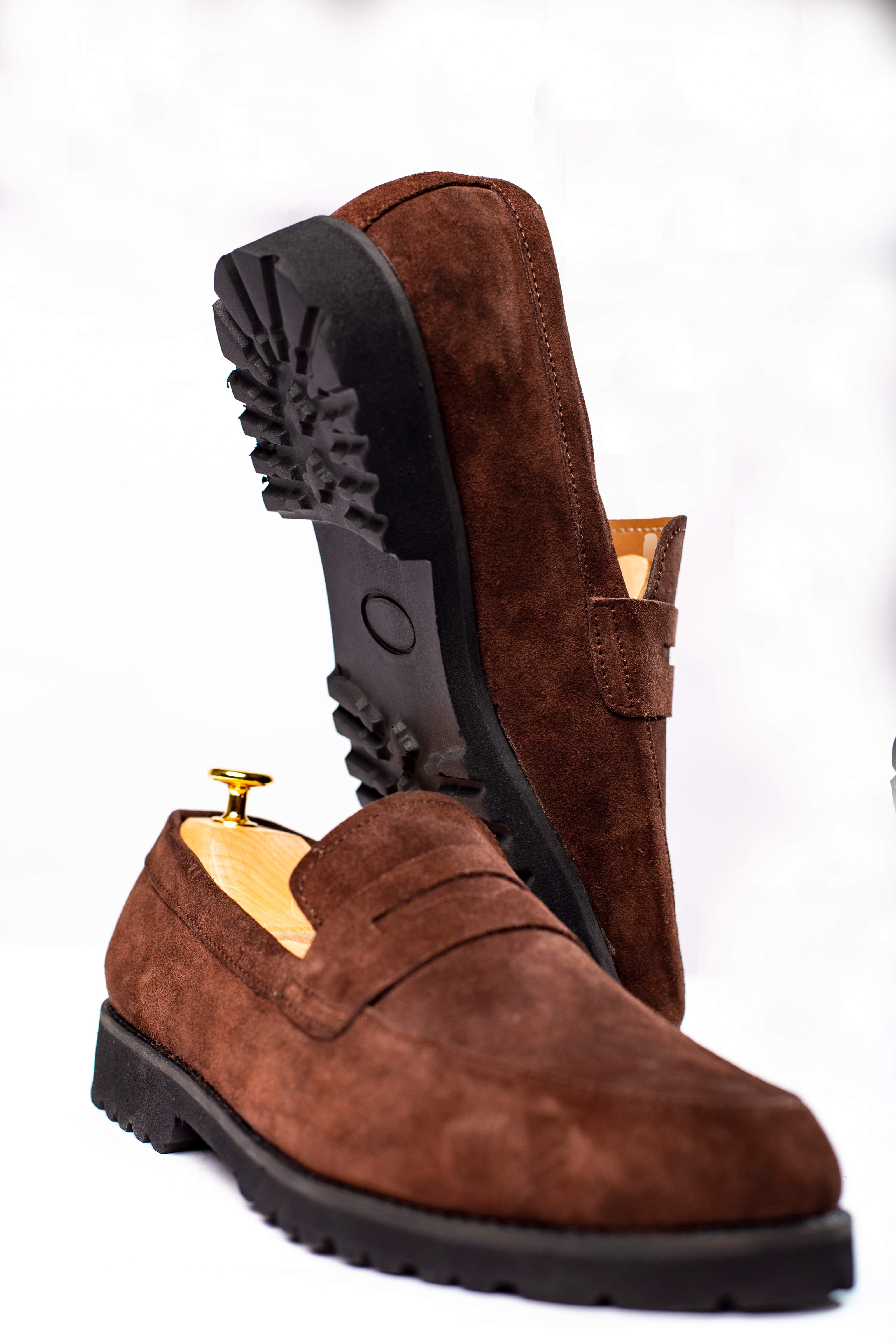 Men’s Brown Suede Lug Sole Loafers in Nigeria