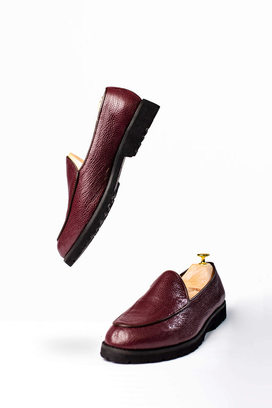Burgundy leather loafers in Nigeria