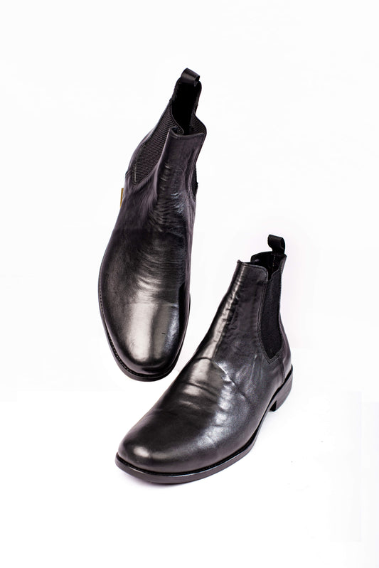 Black Leather Chelsea Boots