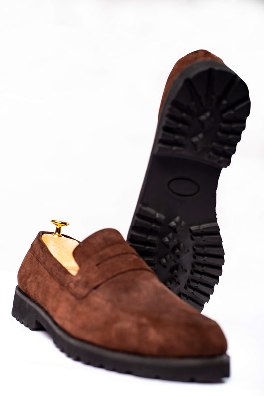 Men’s Brown Suede Lug Sole Loafers in Nigeria