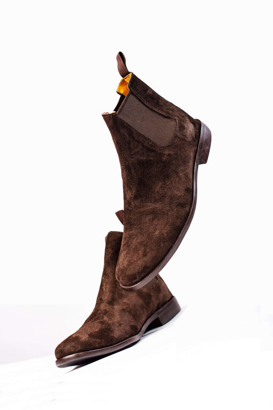 Men’s Suede Chelsea Boots – Dark Brown