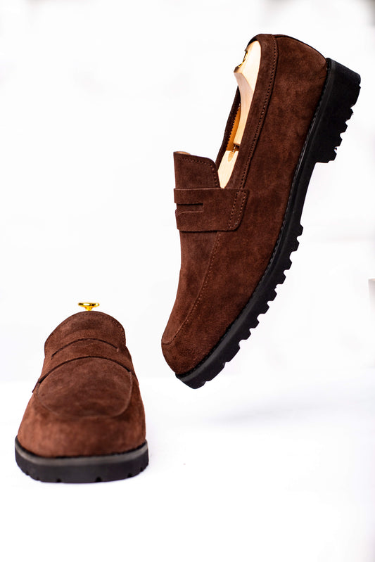 Men’s Brown Suede Lug Sole Loafers in Nigeria